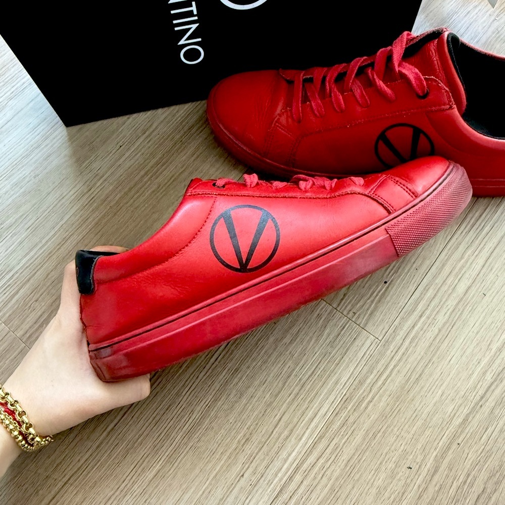 Valentino By Mario Valentino Red Sneakers Smooth Slip-On Design